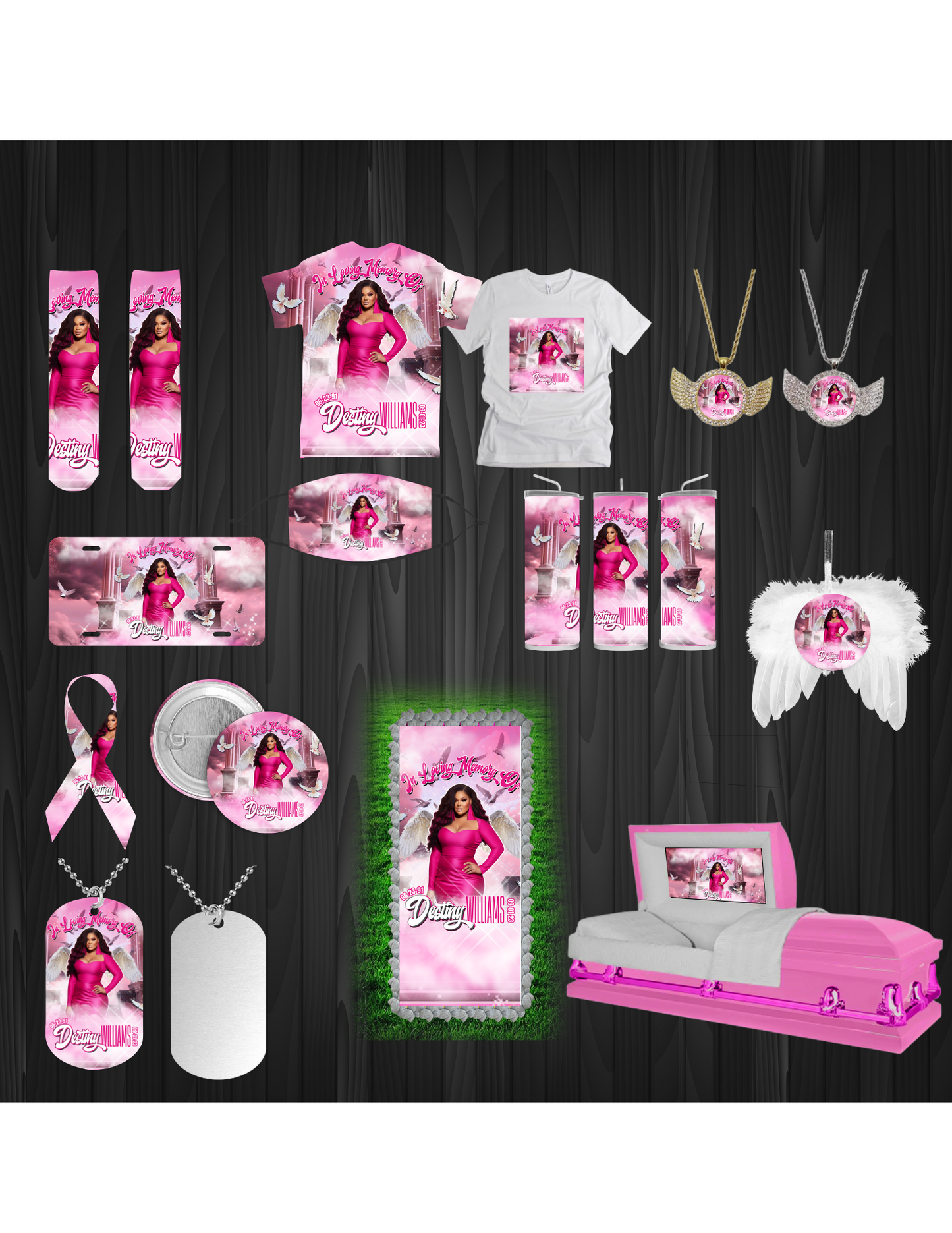 Editable pink funeral mockup