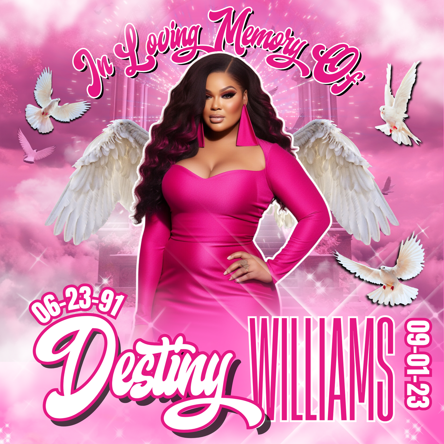 Pink memorial Editable