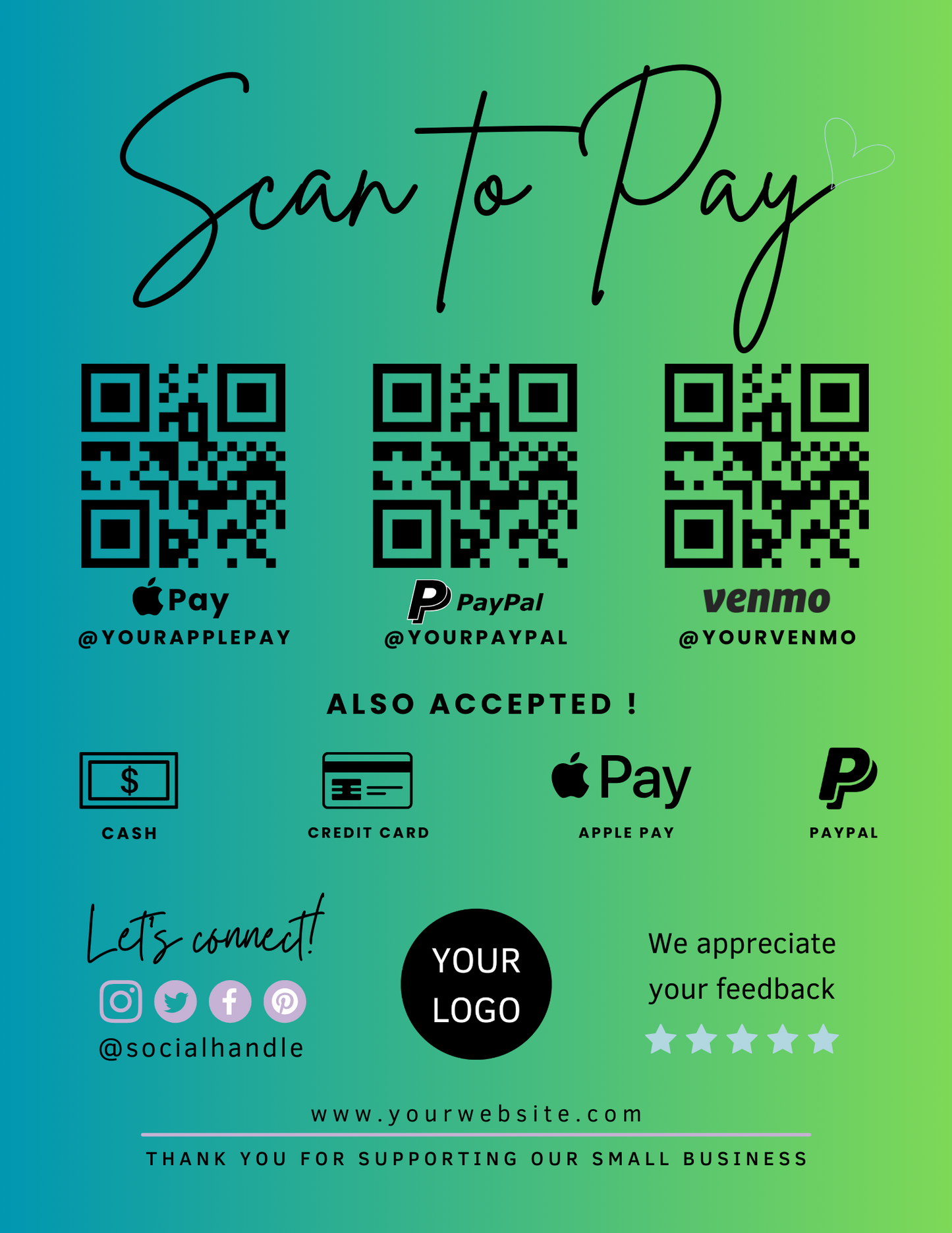 Scan to pay editable template