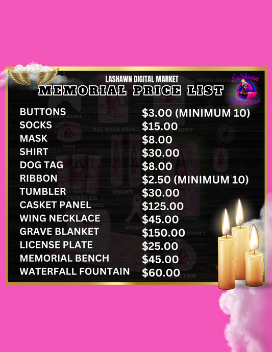 Memorial Price List